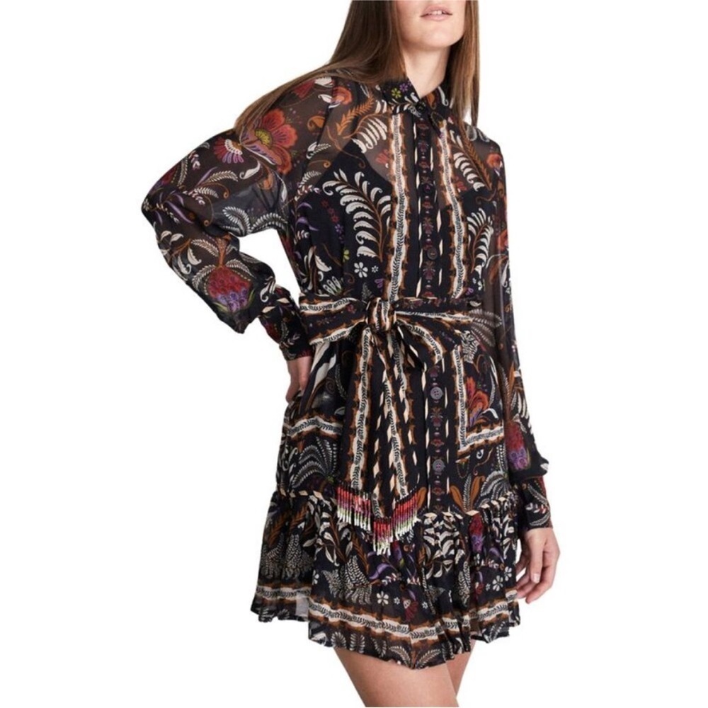 Farm Rio Classic Garden Black Floral Mini Dress SMALL NWT